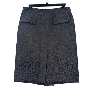 Ann Taylor Brown Leopard Print Wool Blend Pencil Skirt - Women's Size 6